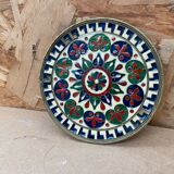 Antique brass plate enameled decor mandala vintage #b161