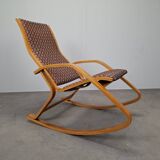 1930s Art Deco Czechoslovak Bentwood Rocking Chair with Original Upholstery