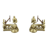 Pair of gilded bronze andirons, Louis XVI style, 20th century