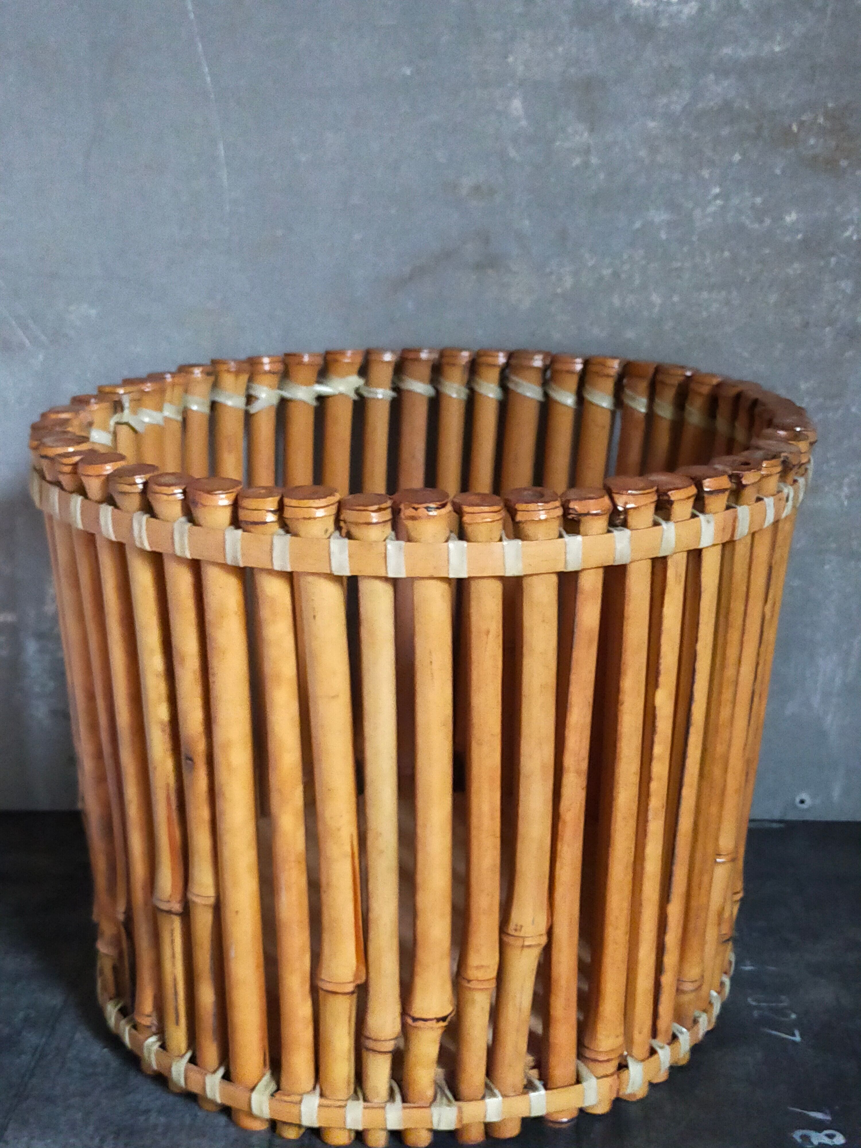 Pot cover basket Art-popular bamboo and scoubidou 50s