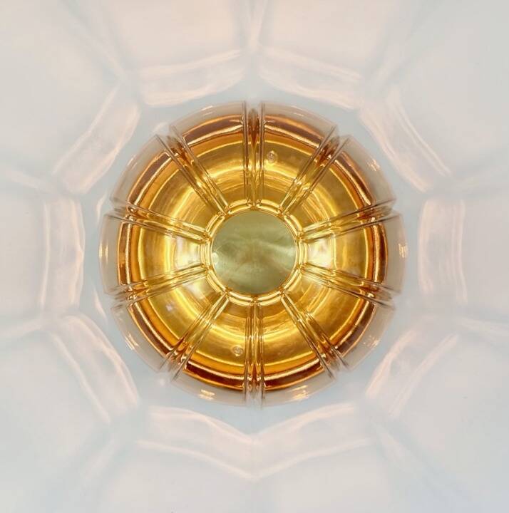 Mid century glass flush mount / ceiling light by limburg, germany, 1960s