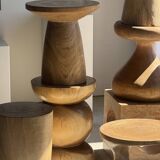 Natural solid mango side table (monoxyle) with conical legs.