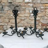 Pair of twisted wrought iron chandelier