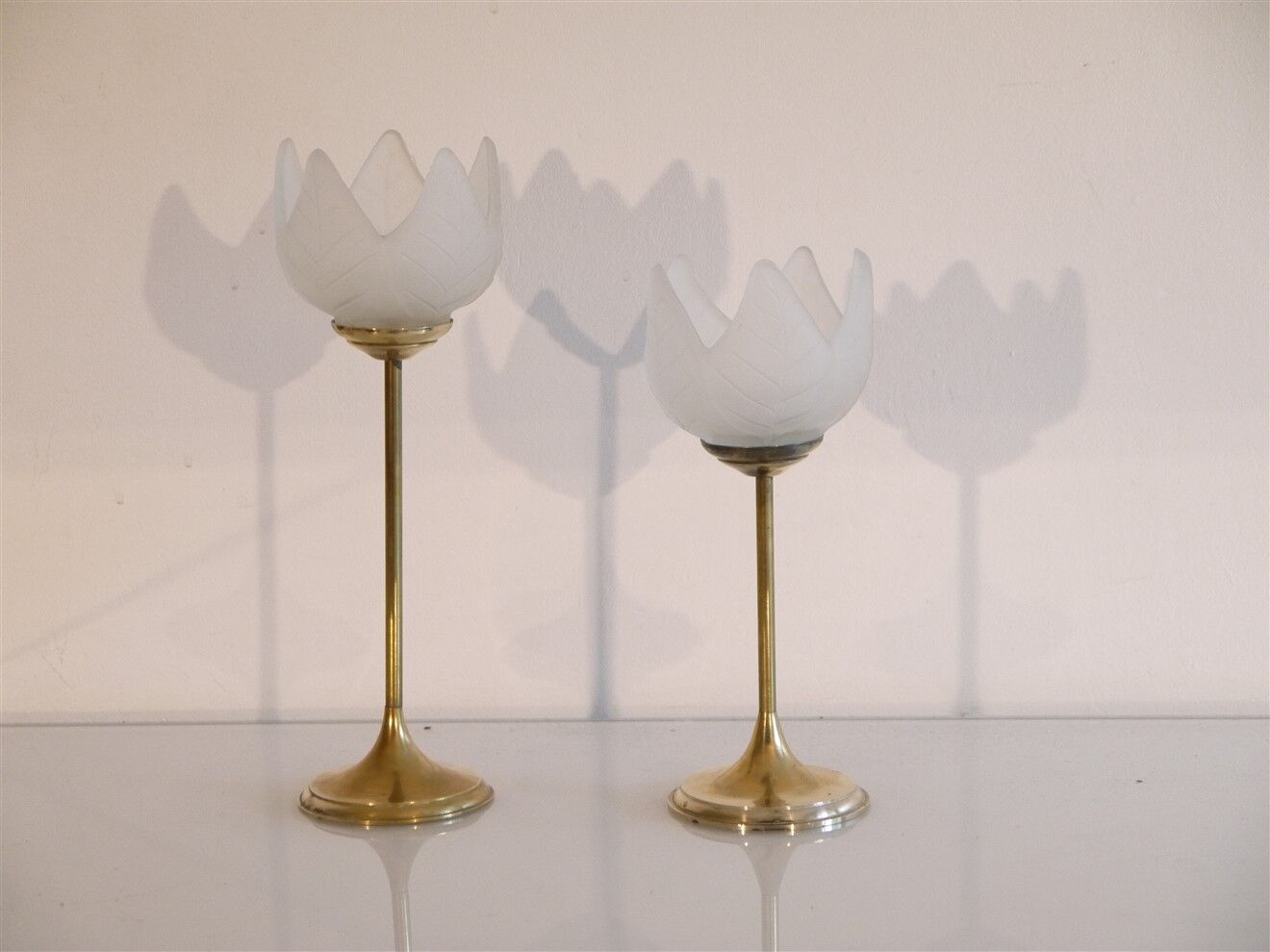 Scandinavian candlesticks in brass and glass