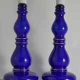 Baluster-shaped Cobalt Blue Glass Table Lamps, Rosdala Glassworks 1960, Set of 2