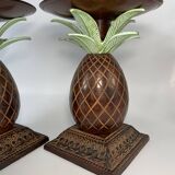 Pair of vintage bronze pineapple candlesticks