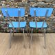Extendable blue formica table and 2 chairs, 1960s