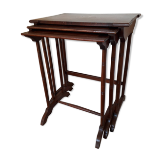 3 tables gigognes en bois style 1900