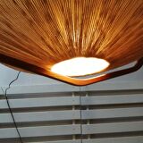 Sisal Ufo pendant lamp and vintage teak by Temde Leuchten