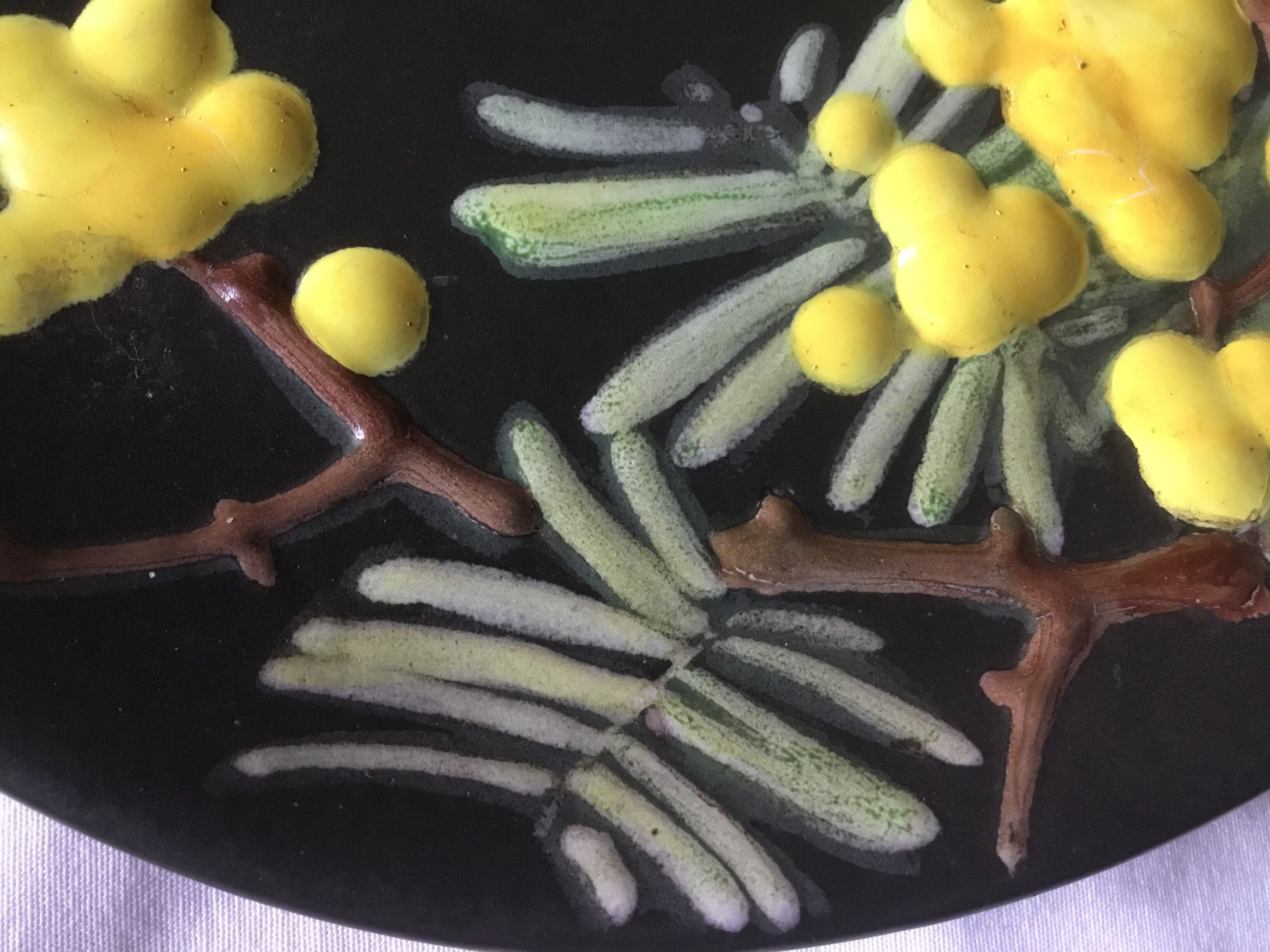 Plate Vallauris mimosas by Giraud