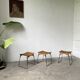 Set trois tabourets osier et métal Raoul Guys