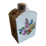 Floral porcelain bathroom bottle with engraved silver cap