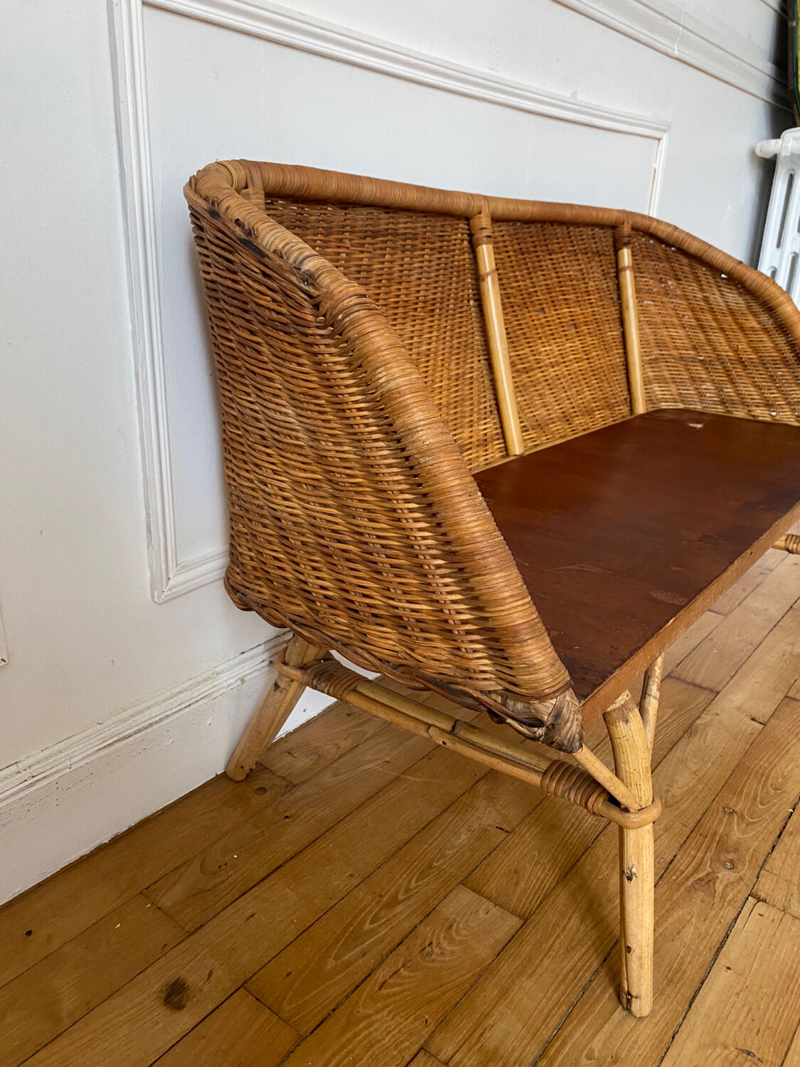 Vintage rattan children's bench
