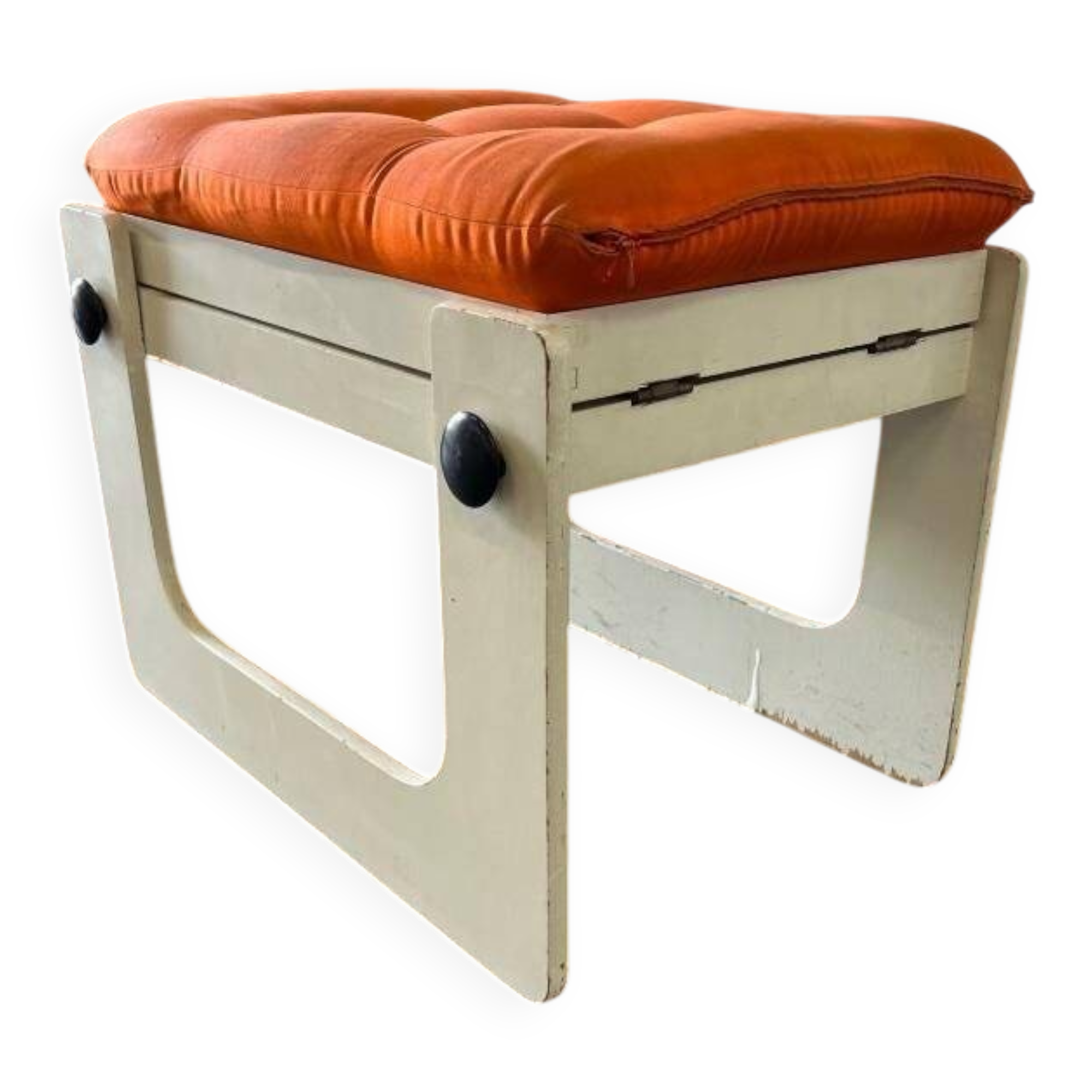 Tabouret d'appoint orange vintage / pouf / marchepied de cuisine