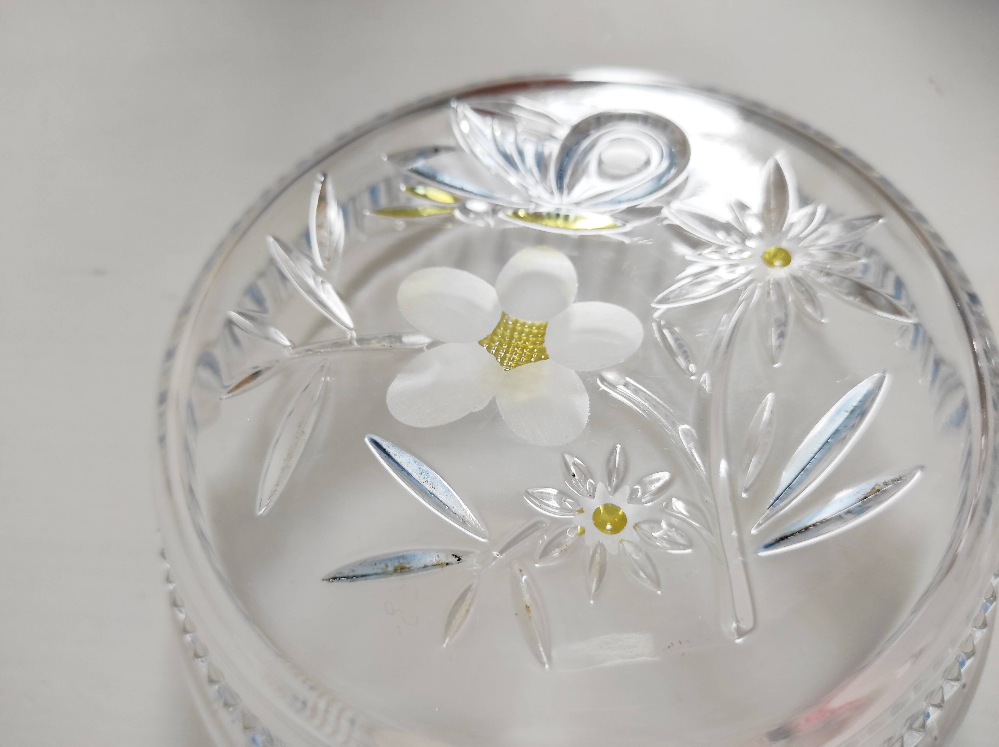 Walther glass butterfly and flower glass bowl