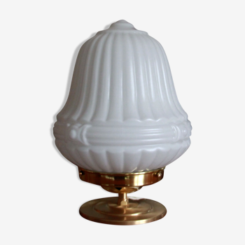 Lampe chevet appoint laiton globe verre blanc art déco
