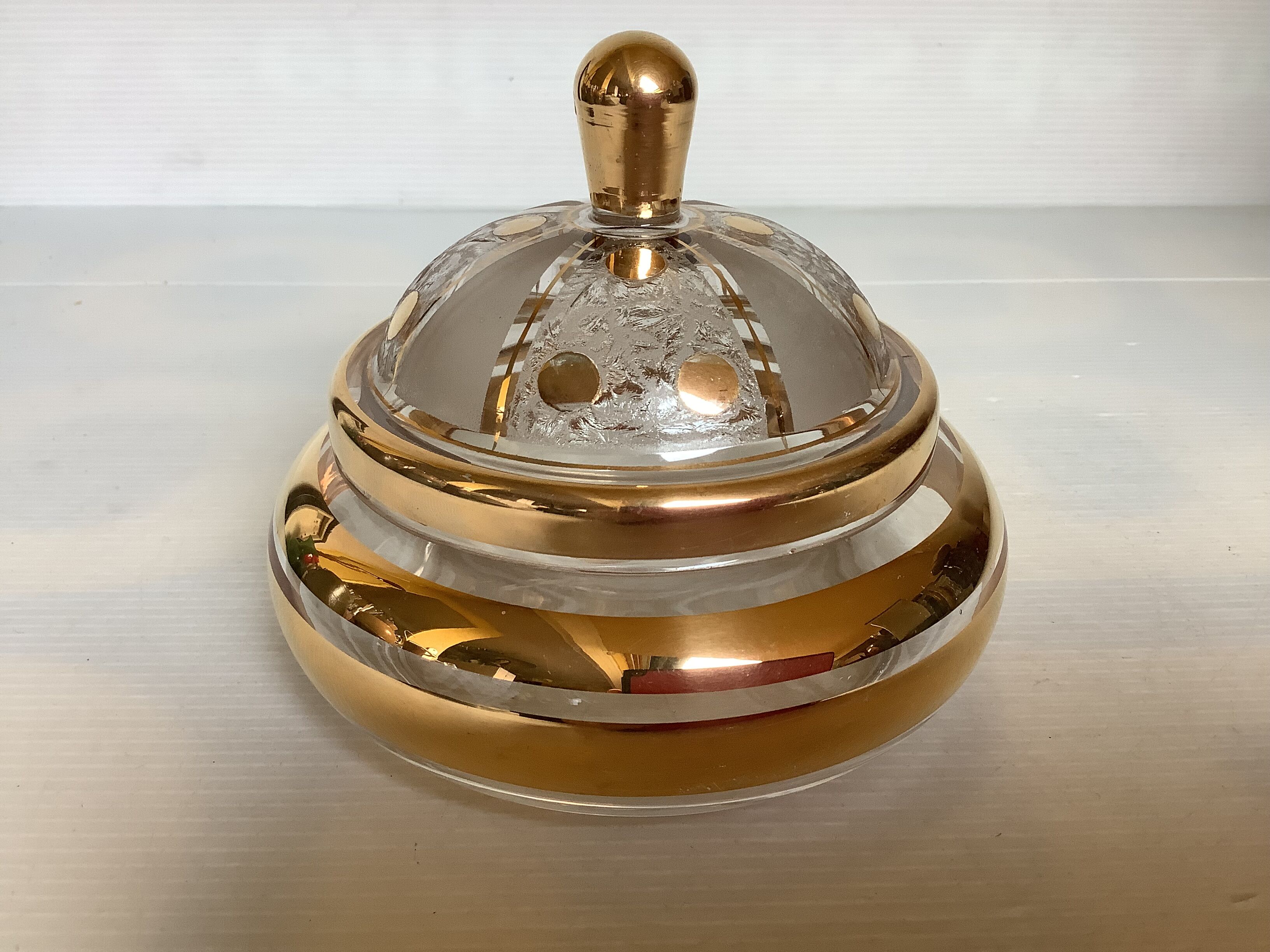 Frosted and gold glass sweet box