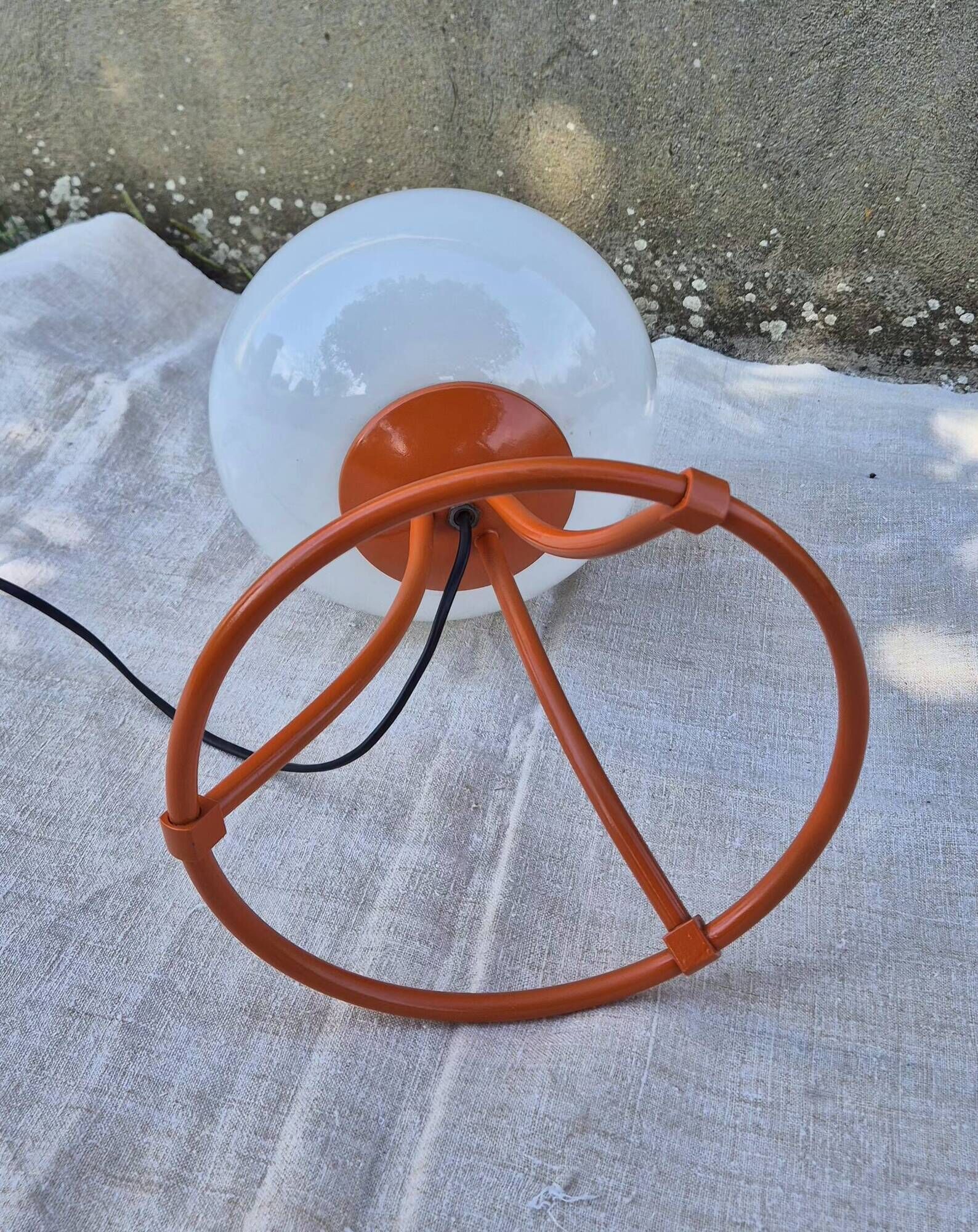 Vintage Space Age orange opaline table lamp 70s
