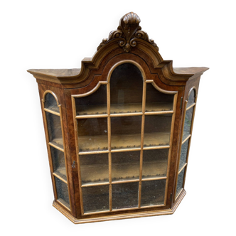 Hanging display case baroque style walnut circa 1950