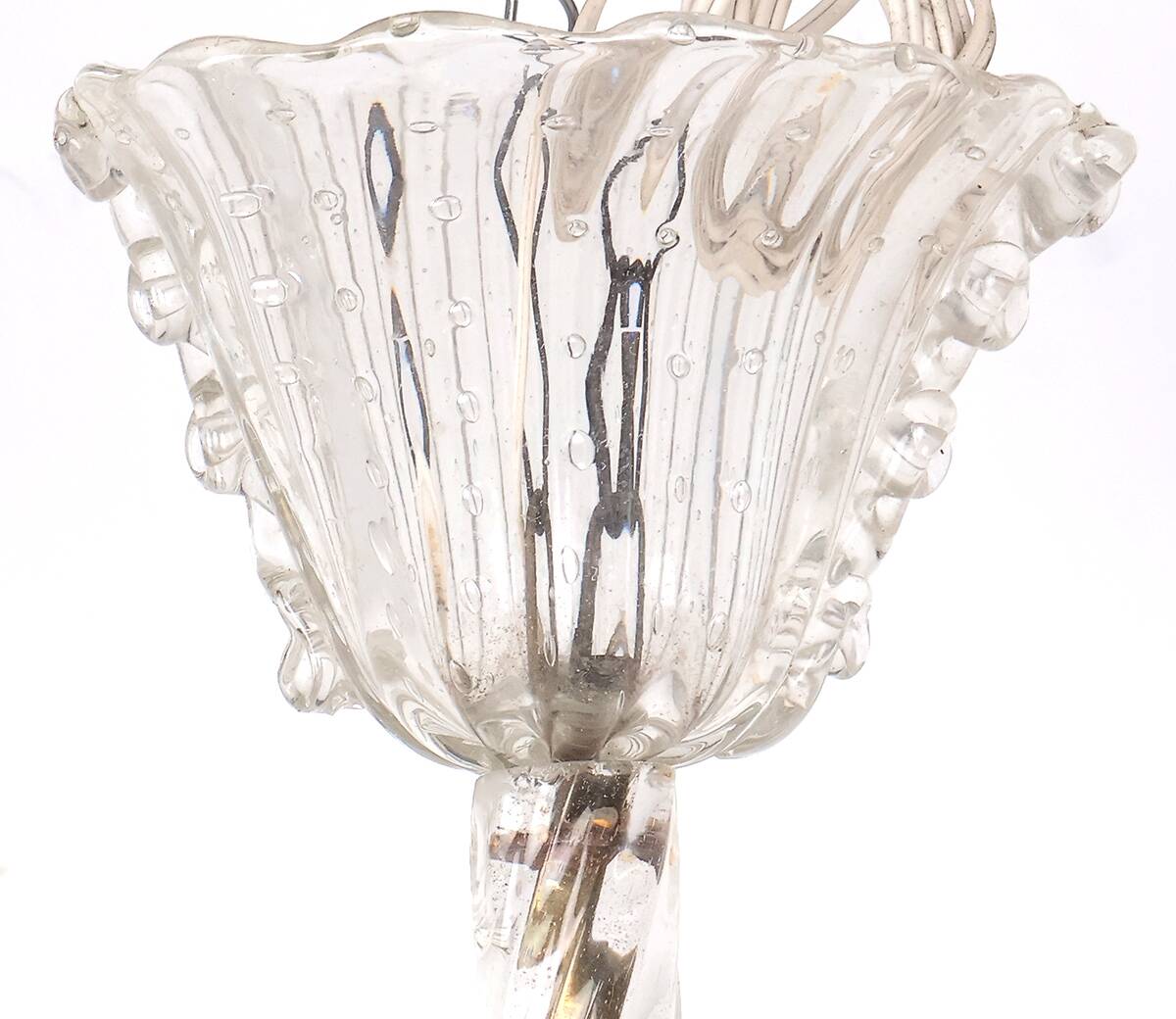 Lampe suspendue en verre de Murano vintage Barovier et Toso, années 1940.