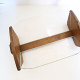 Trinket bowl wooden and glass with chiseled ornaments