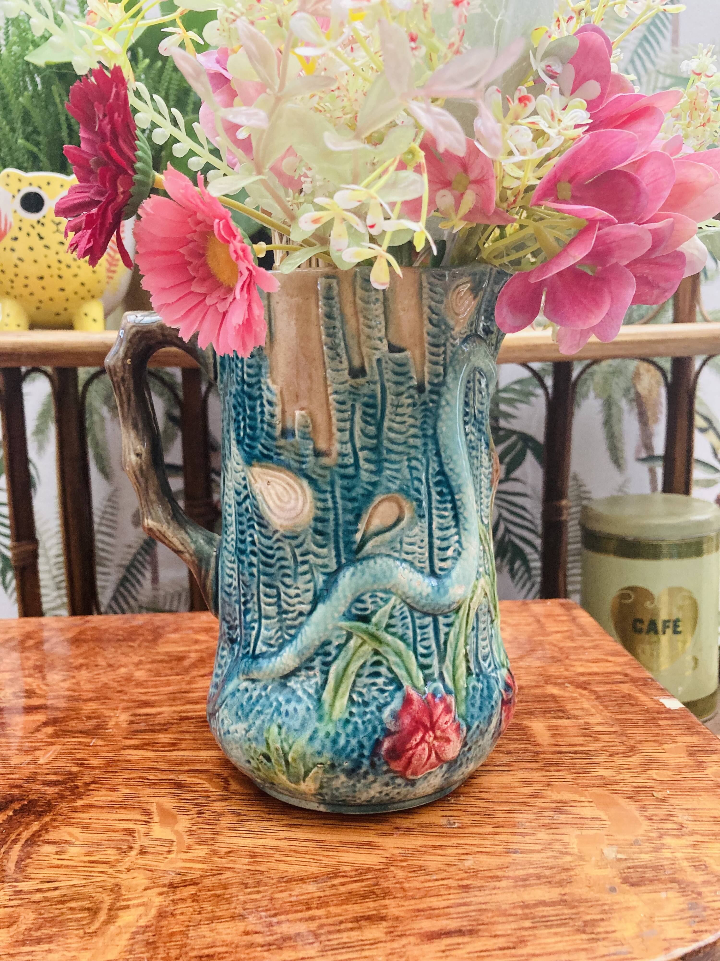 Vintage slip pitcher vase