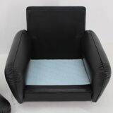 1970s Armchair in Black Leather, Italy