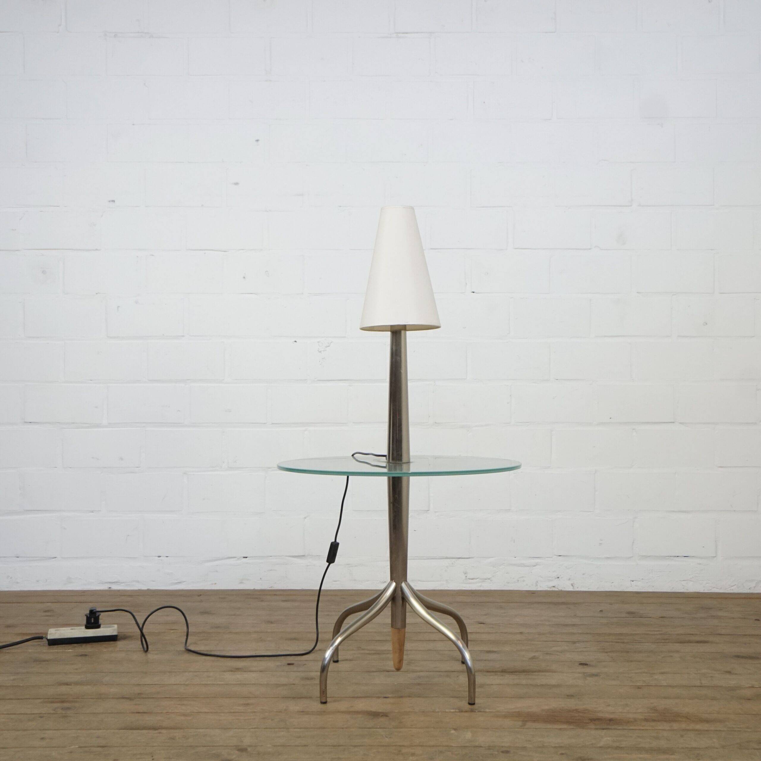 Postmodern side table with lamp