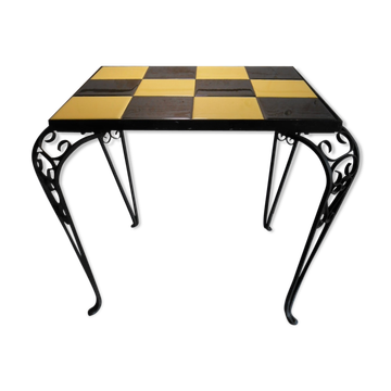 Table d'appoint en fer forgé vintage