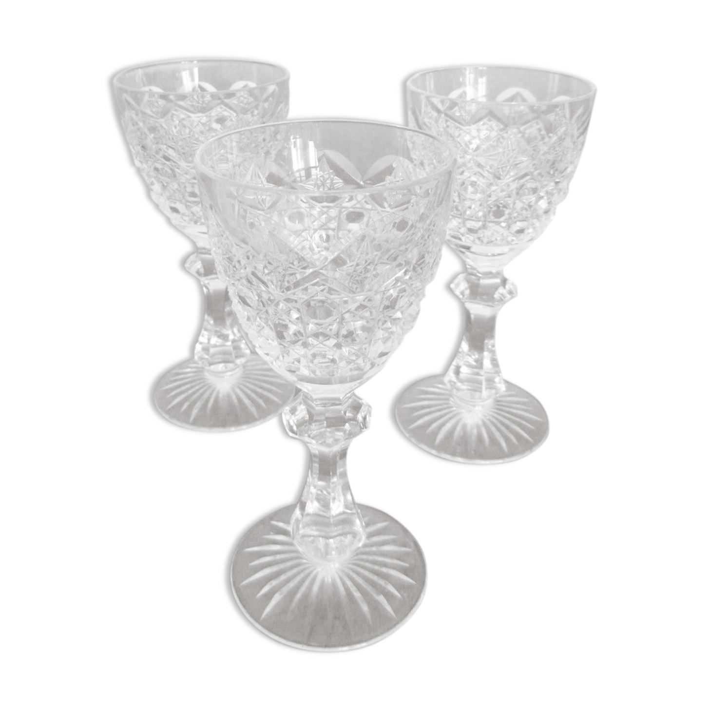 Set of 3 antique St Louis crystal glasses