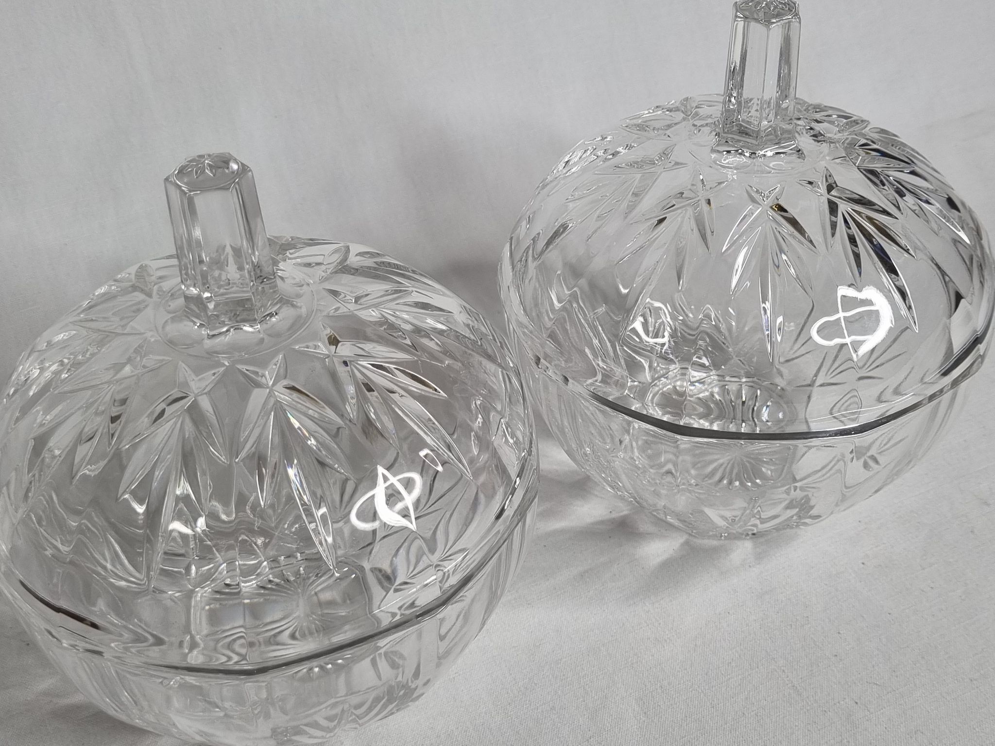 Pair of crystal candy boxes, Italy