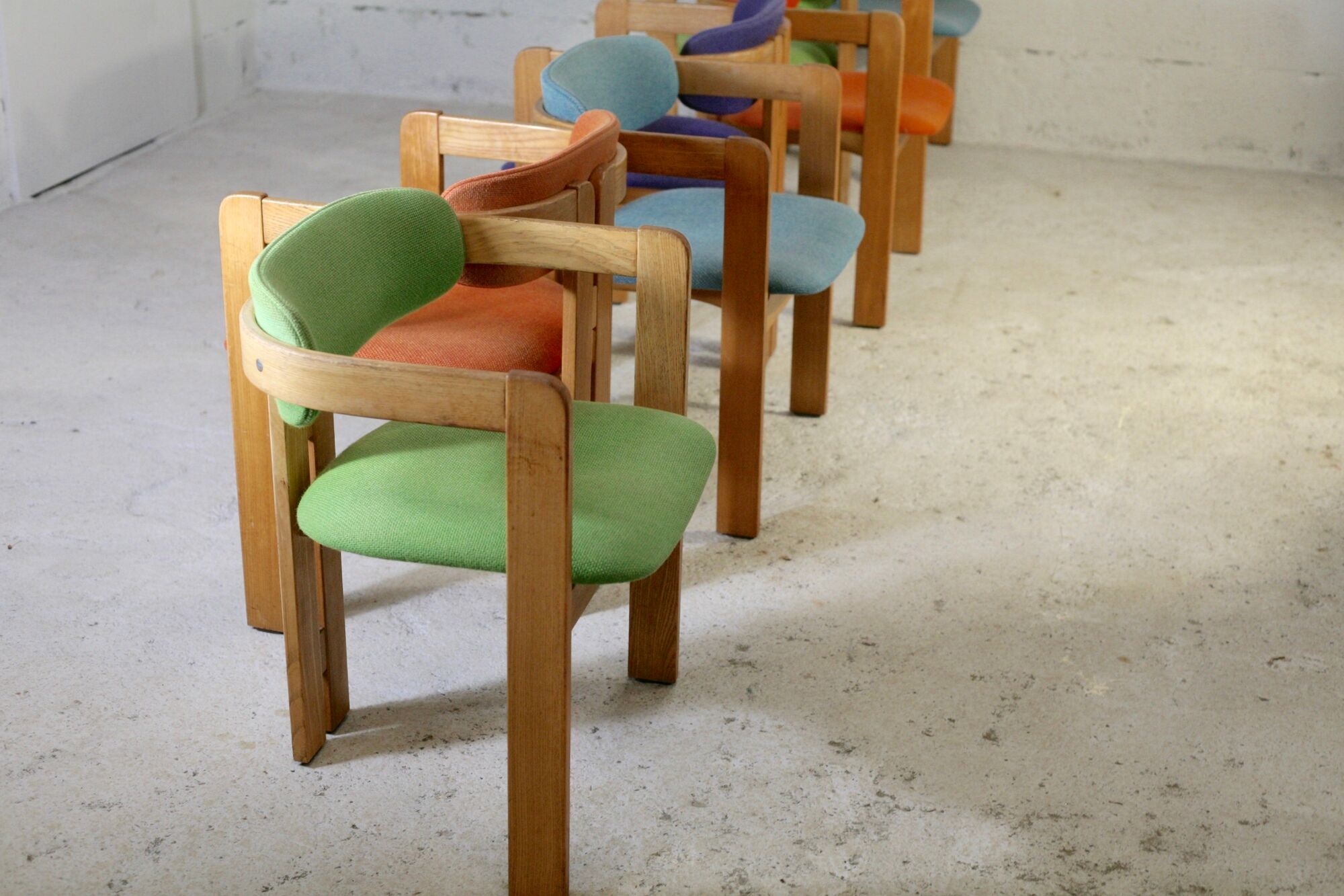 7 Chairs Pigreco by Tobia Scarpa, Gavina Edition, Italy, 50s