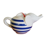 Blue-striped elephant teapot