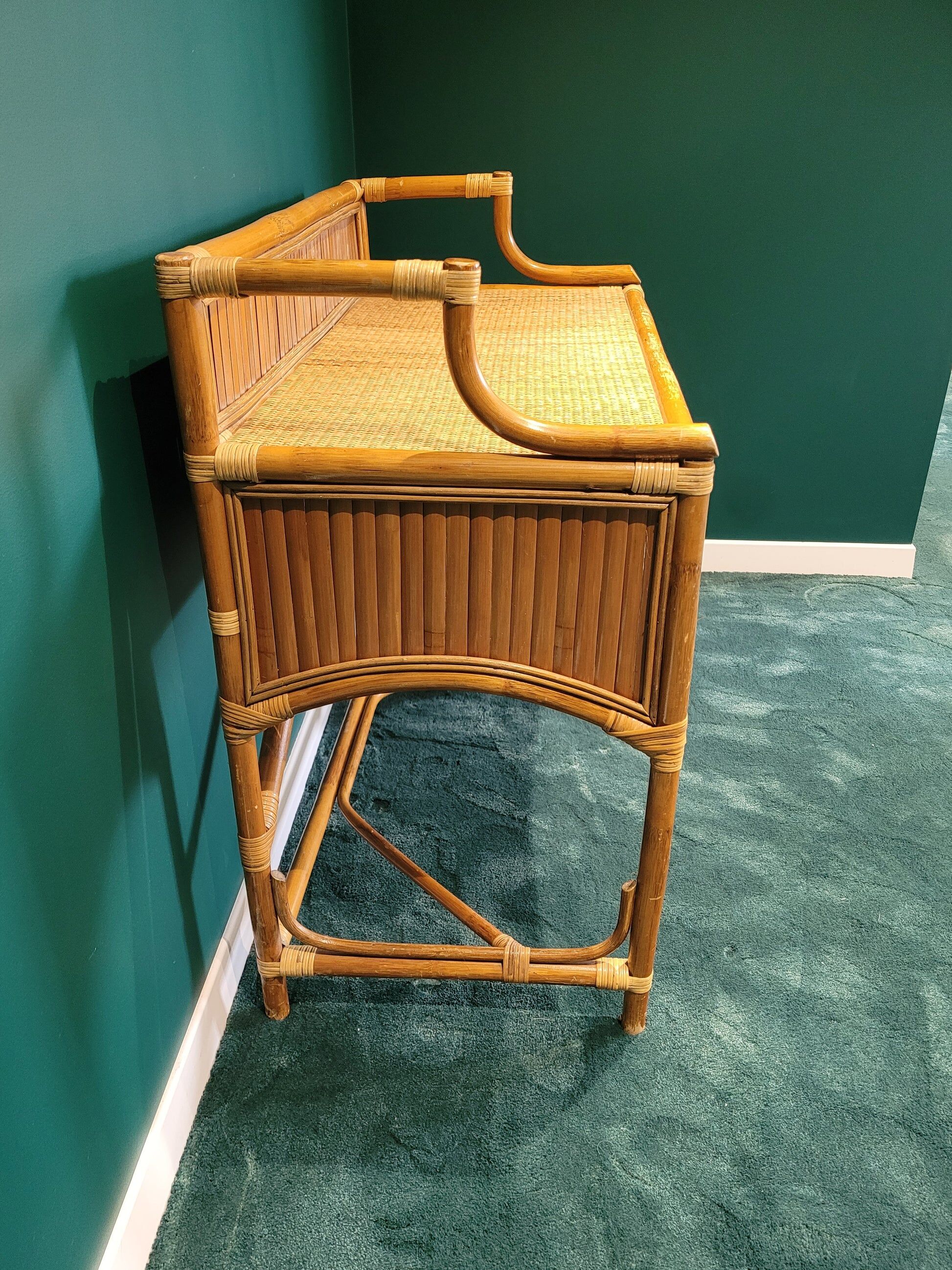 Vintage bamboo and rattan desk