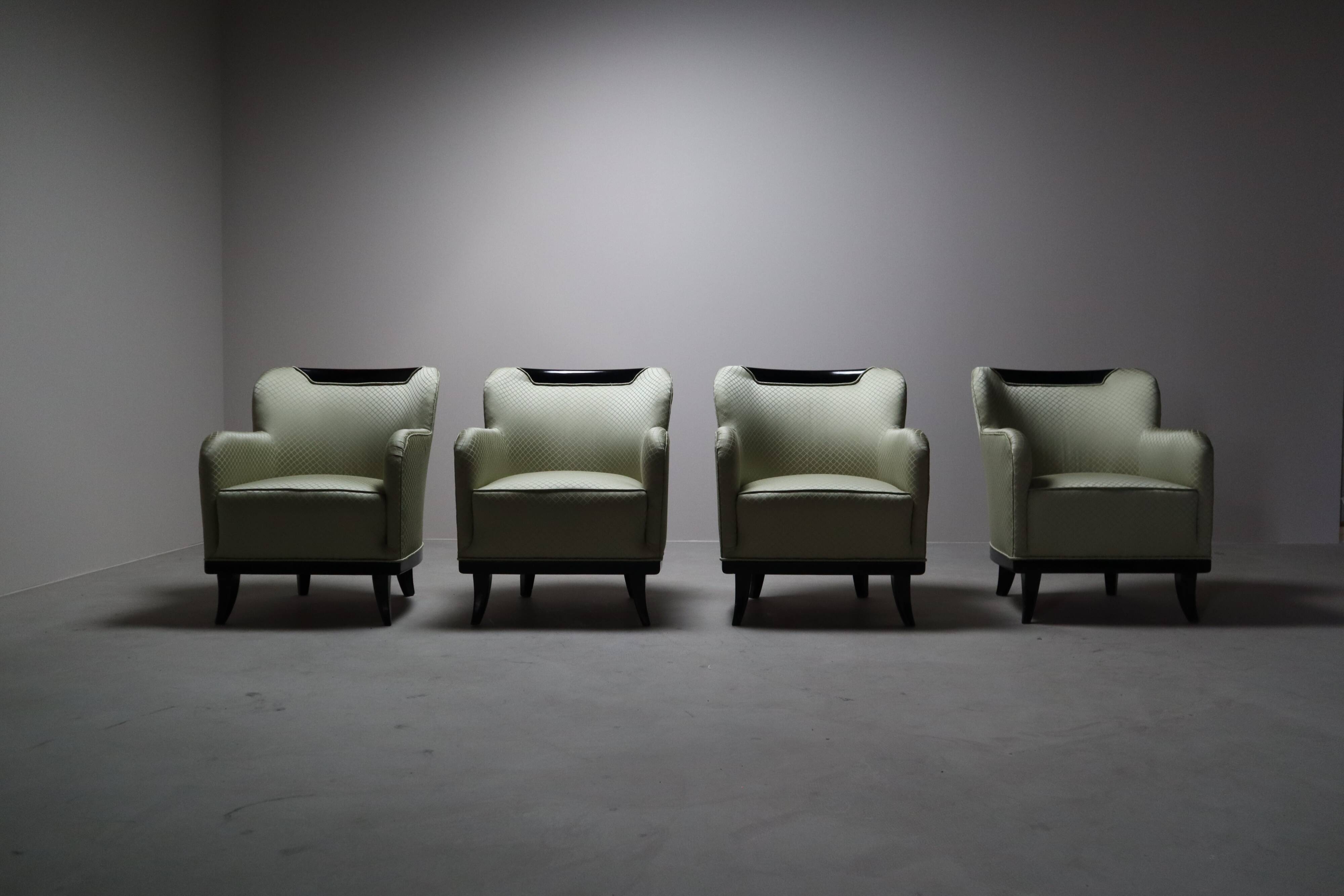 Set of four Art Deco armchairs, 1930-1950