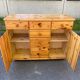 English chest of drawers, solid pine sideboard, 7 drawers and 2 doors