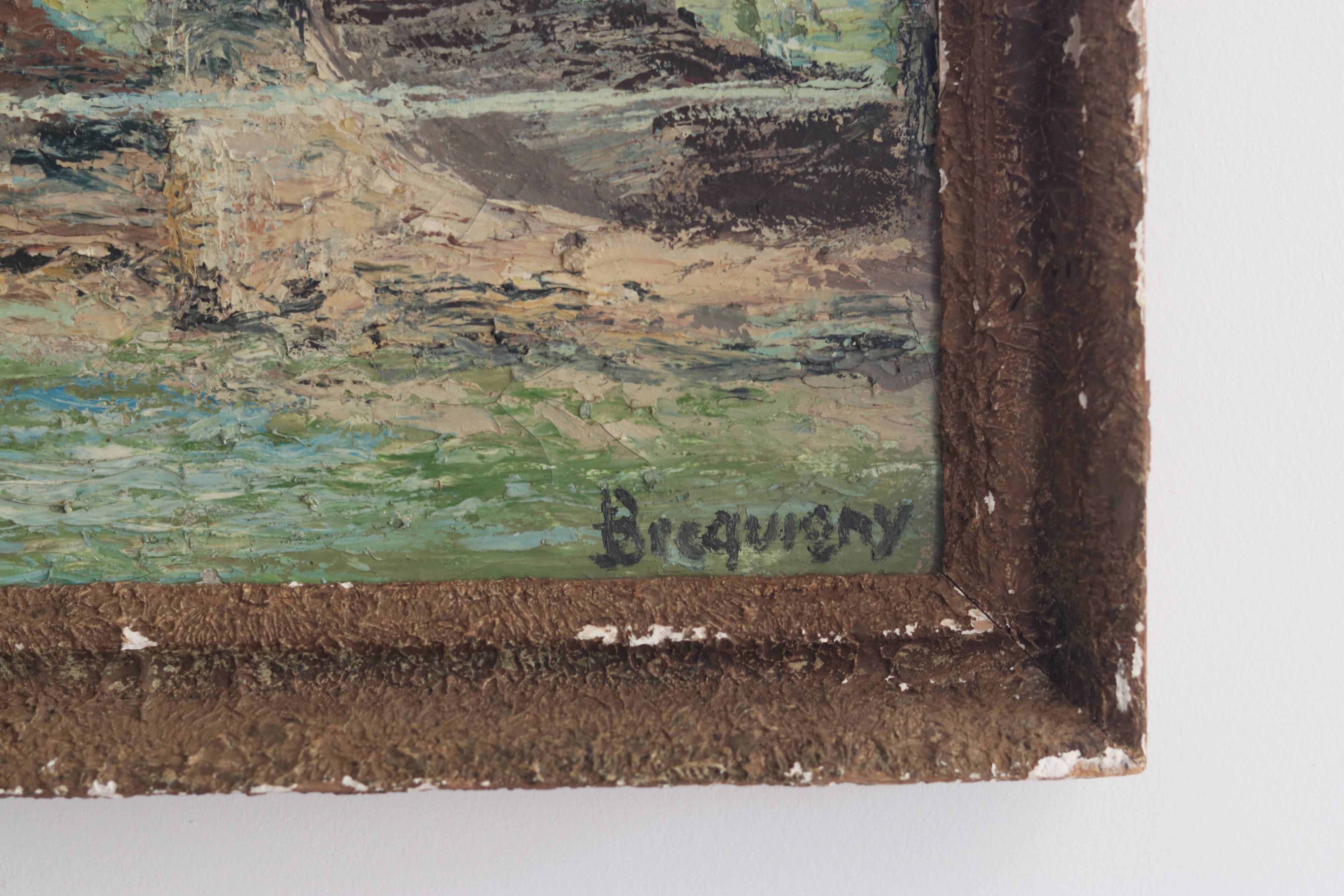 Landscape of Paris, Oil on canvas signed Brequigny, mid-20th century