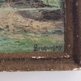 Landscape of Paris, Oil on canvas signed Brequigny, mid-20th century