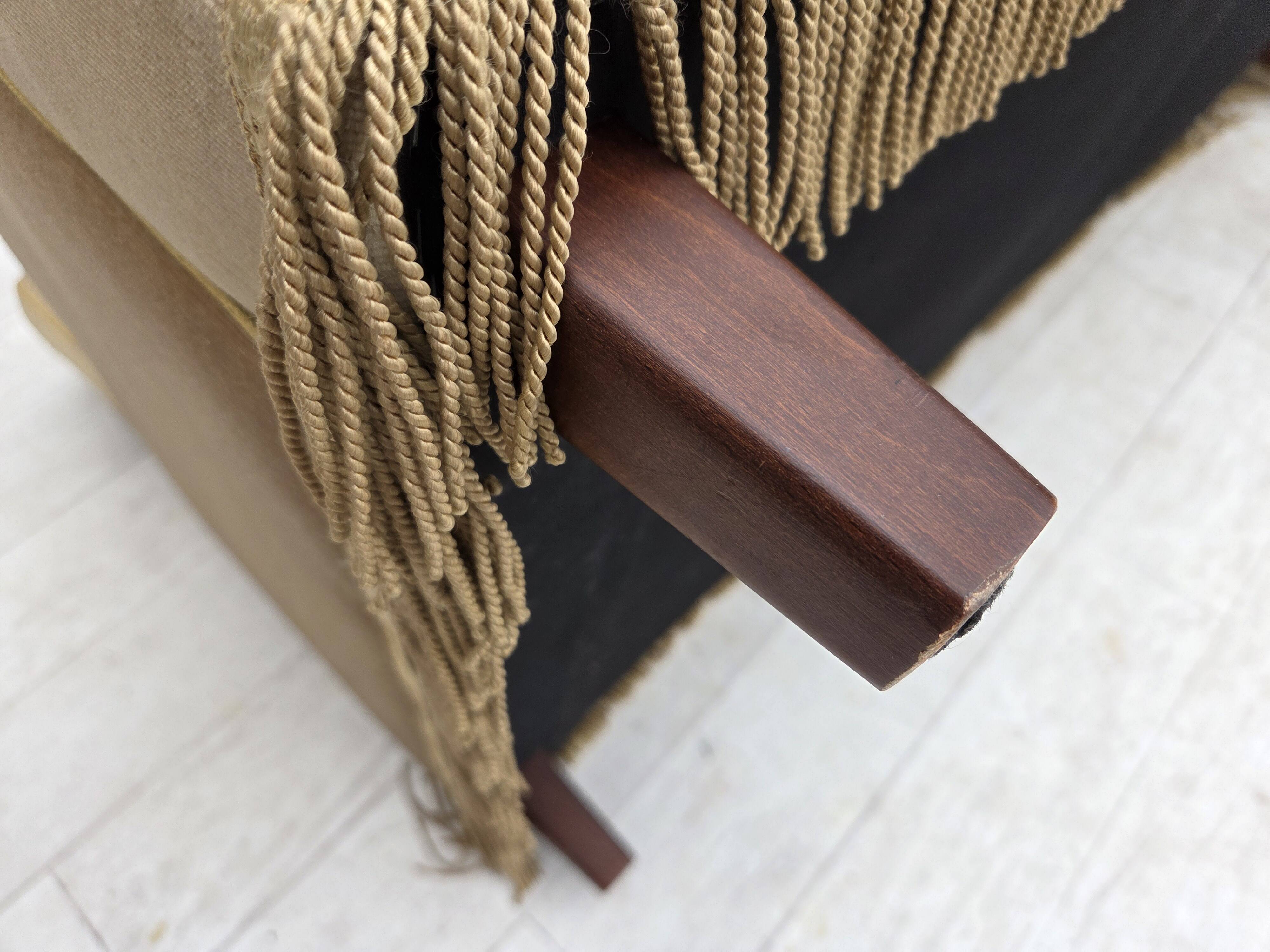 1970s, Danish armchair, honey yellow furniture velour.