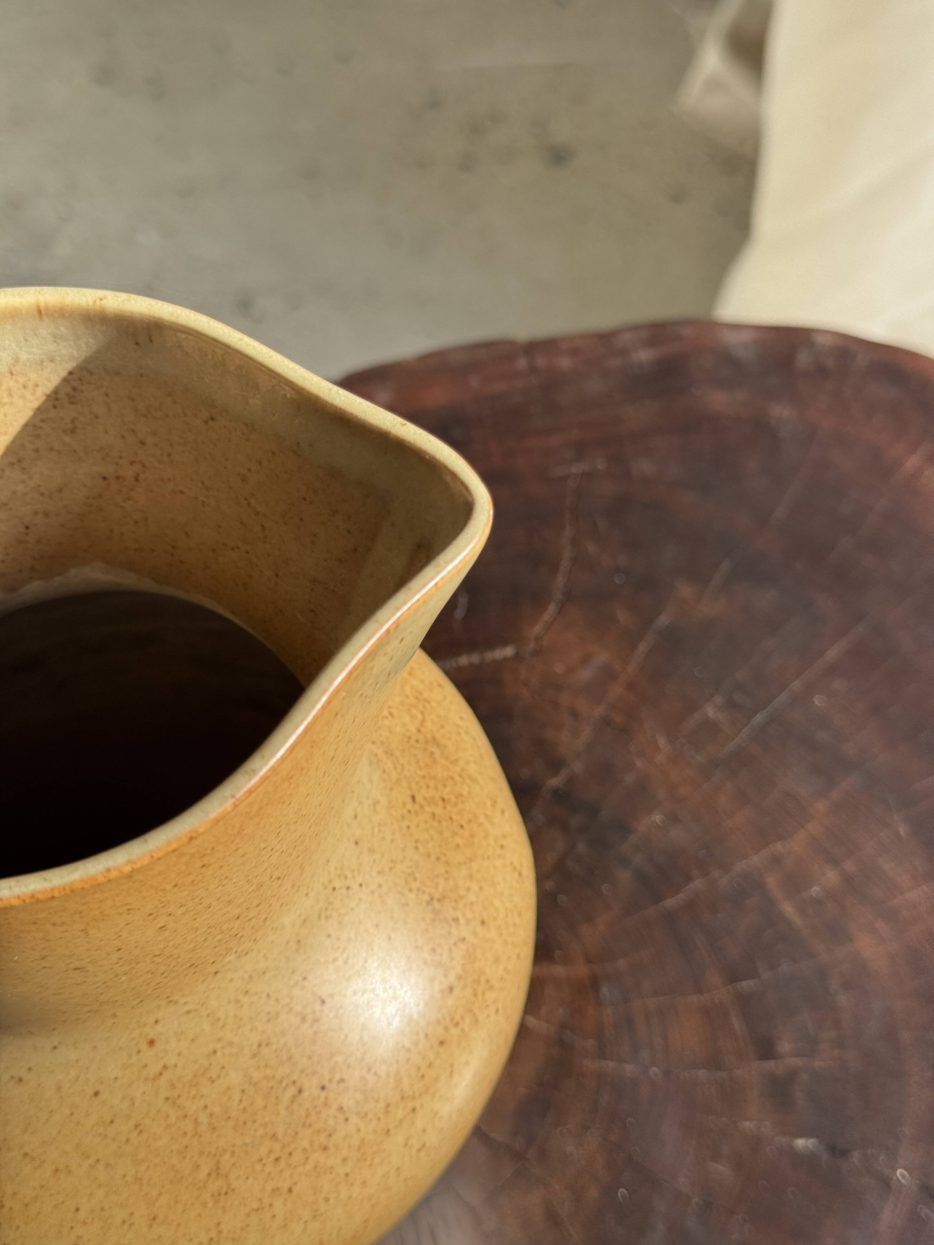 Grande carafe boule en grès orange H20