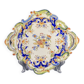 Antique decorative rouen french faience plate