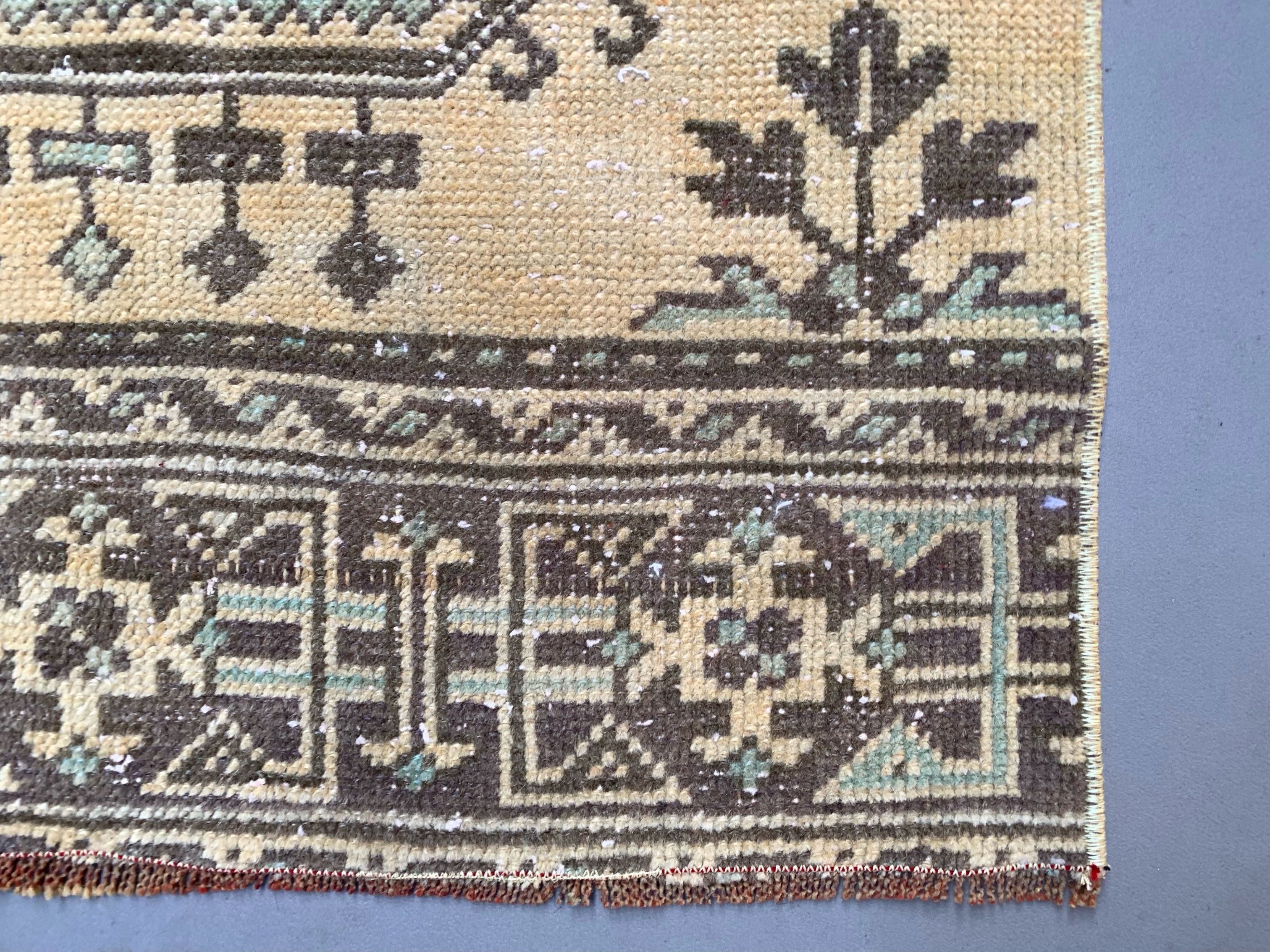 Distressed turkish runner 350x75 cm wool vintage tribal rug