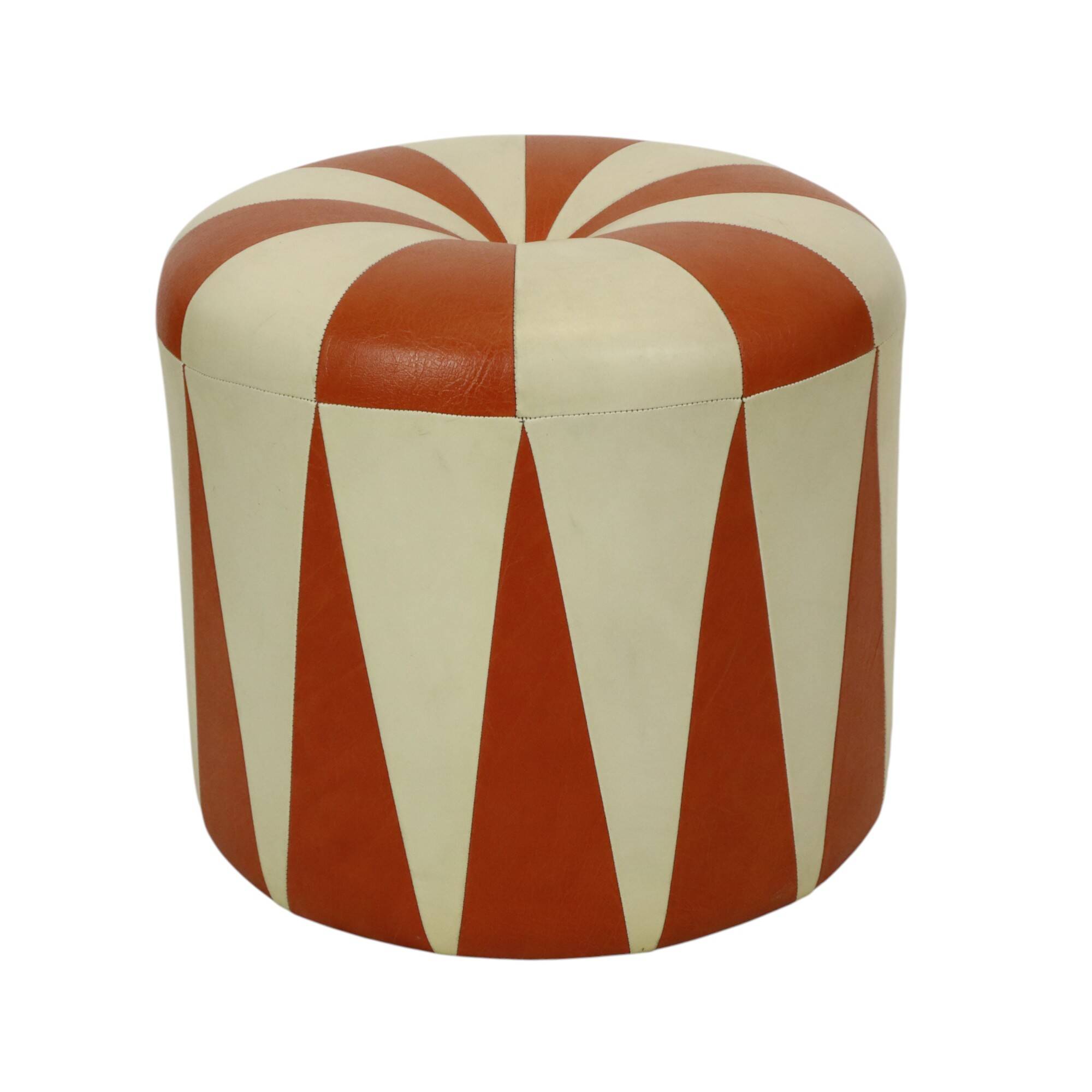 Round Vintage Pouf Orange Cream Two-Tone Skai Sixties