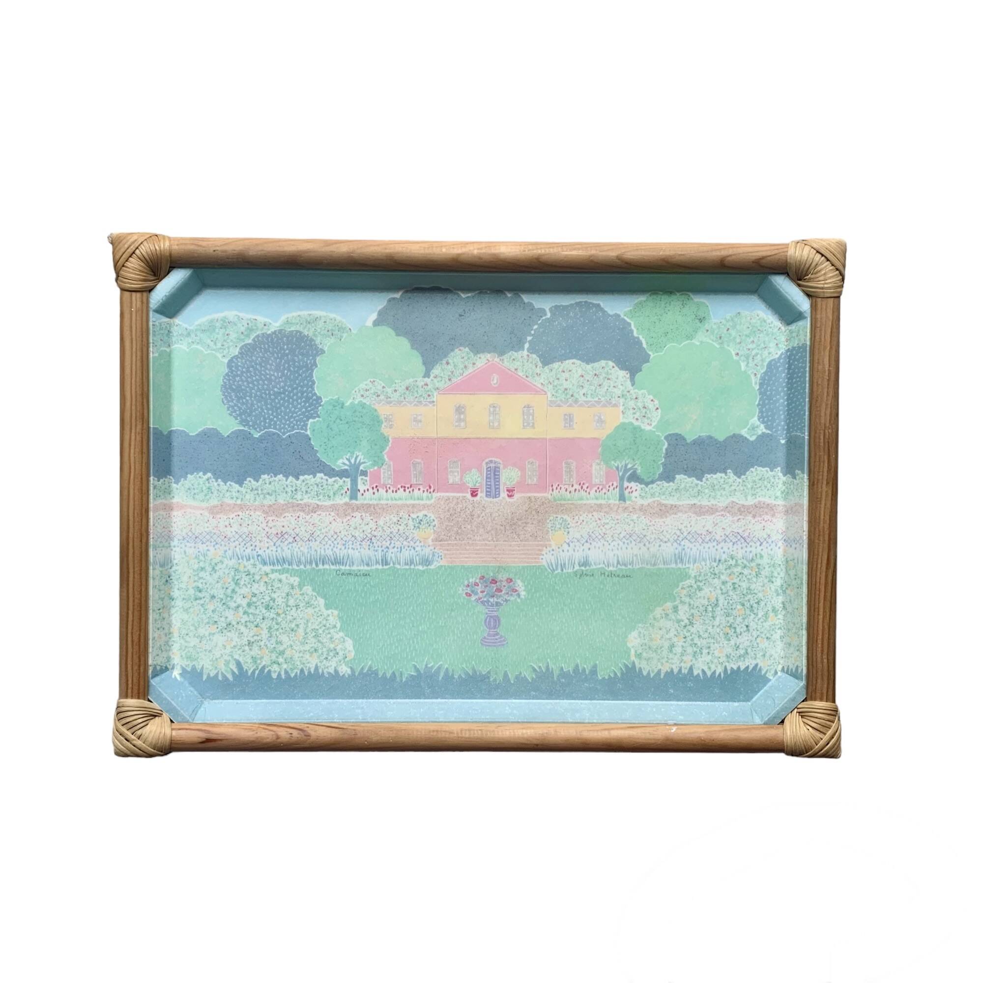 Vintage fiberglass and rattan tray - Sylvie Hétreau - Camaïeu - Alpac