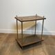 Double Tray Leather Sofa Table in Golden Tawny with Small Iron Details. Brass