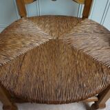 French country provence beech wood armchair with rush wicker seat