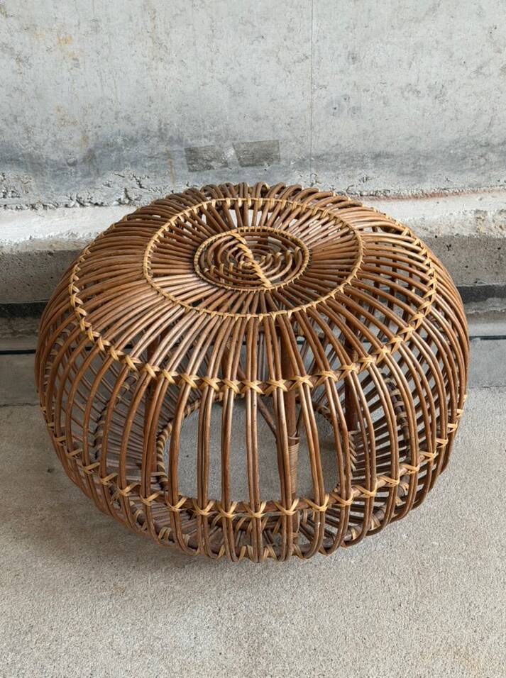 Wicker ottoman/pouf  Lobster Pot by Franc Albini