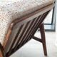 Vintage Danish boucle armchair with orange polka dots from the 1960s.