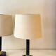 1950s Jacques Adnet Table Lamps in Navy Blue Leather & Bronze