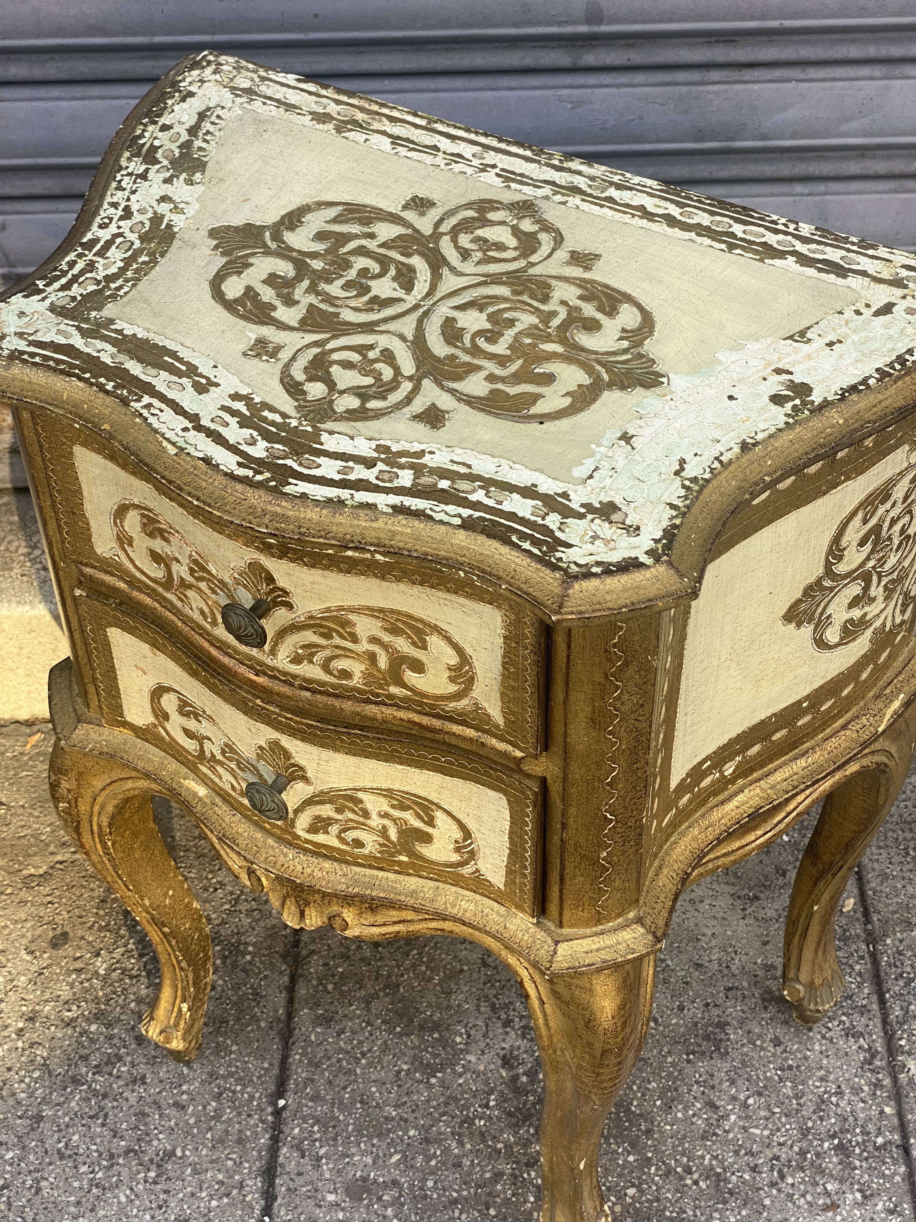 Venetian wooden bedside pair